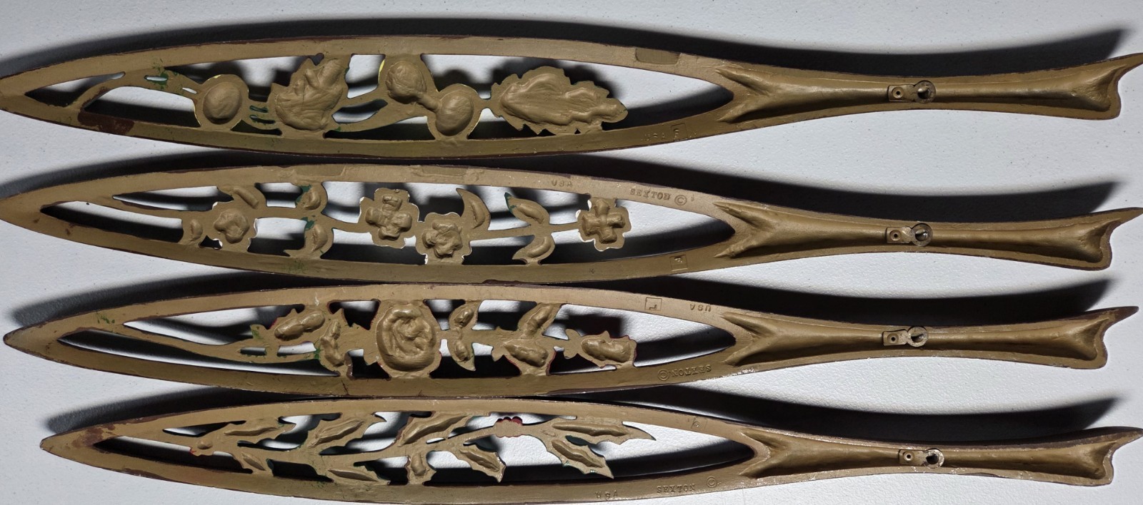 Vtg Sexton USA Four Seasons Floral Metal Wall Art Set MCM