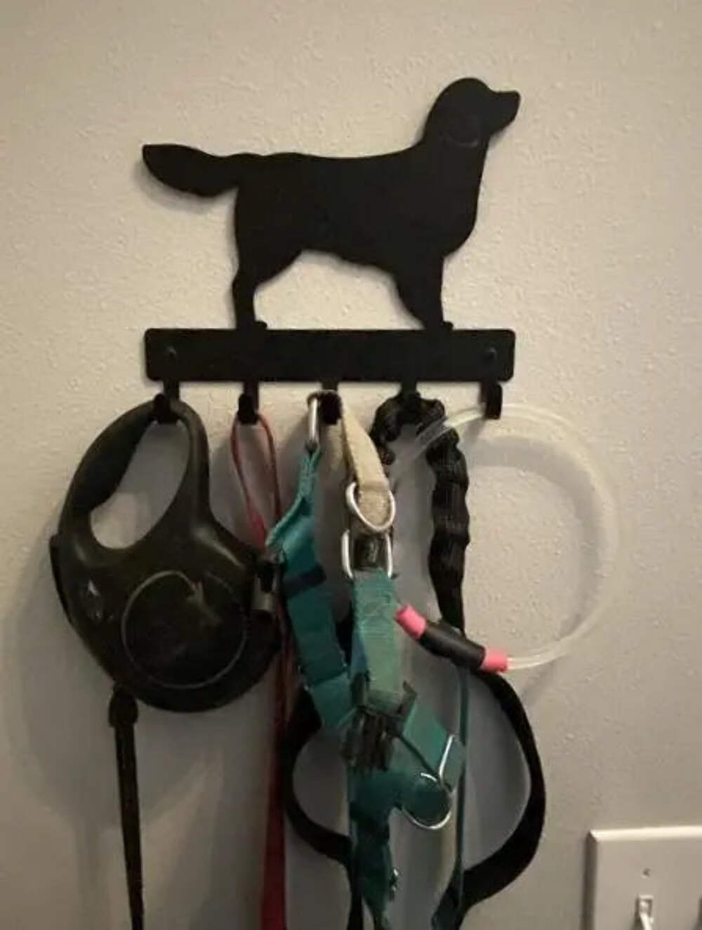 Golden Retriever Dog Leash Hanger Metal Key Rack Holder 5 Hooks Made USA
