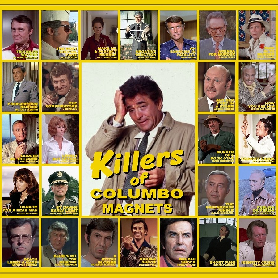 Columbo Villians and Killers Fridge Magnets 2.25&Prime; x 3.0&Prime; Vintage TV Show