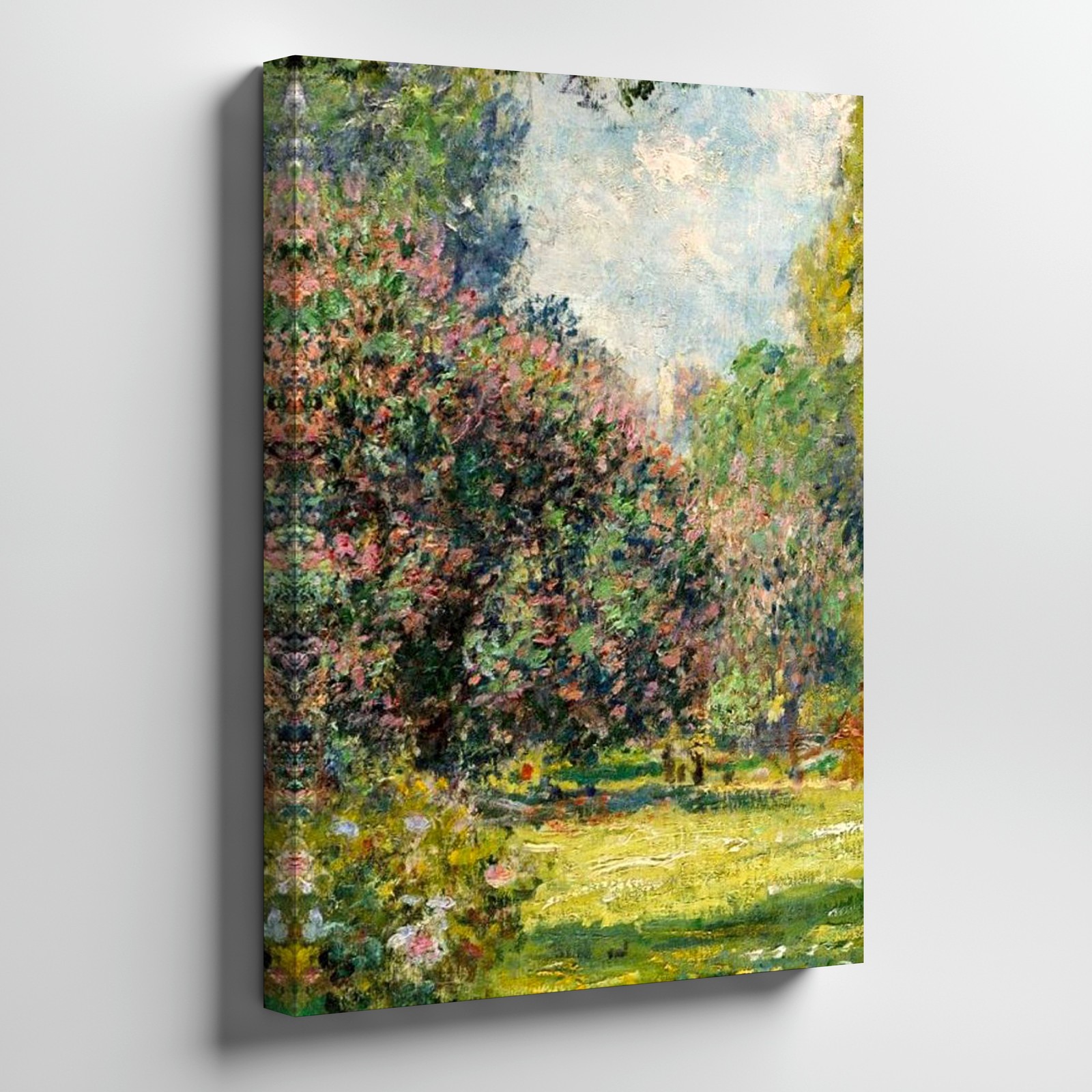 Impressionist Landscape Canvas Wall Art Green Garden With Trees Flowers And Sky