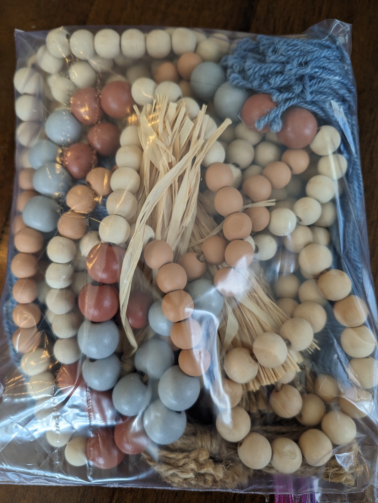 5 Wooden Bead Garland Farmhouse Rustic Tassle Hanging Decor 32-84&Prime; Boho Cottage