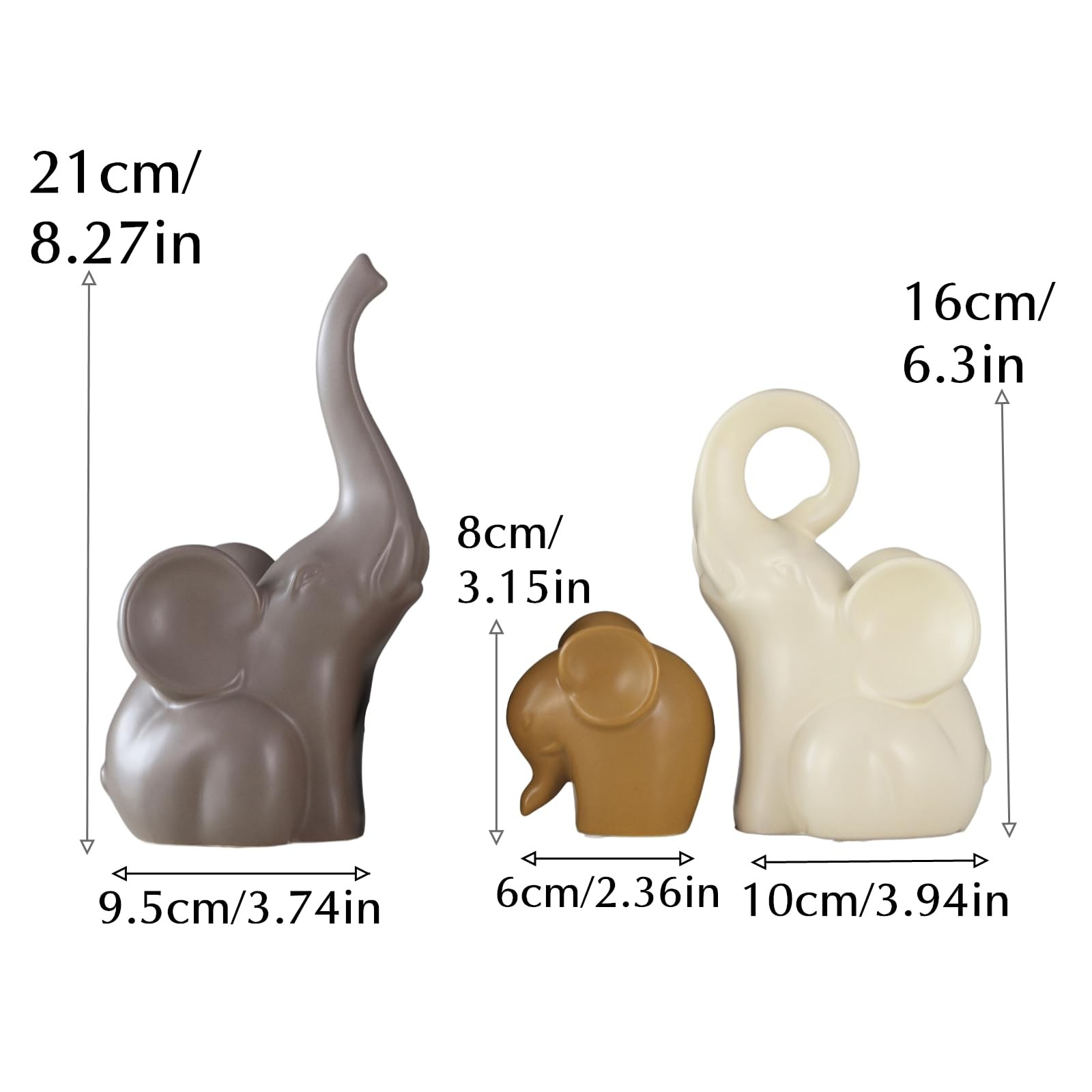 GZDDYUMYJX Elephant Statue Set of 3,Modern Ceramic Decor Statue,Good Luck Ele…
