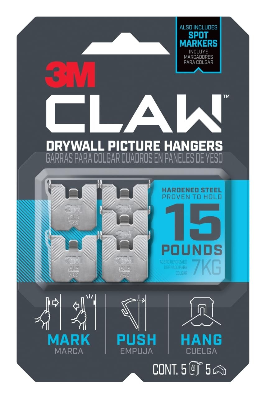 15 lb. Drywall Picture Hanger with Spot Markers, Heavyweight Hanging Solution…