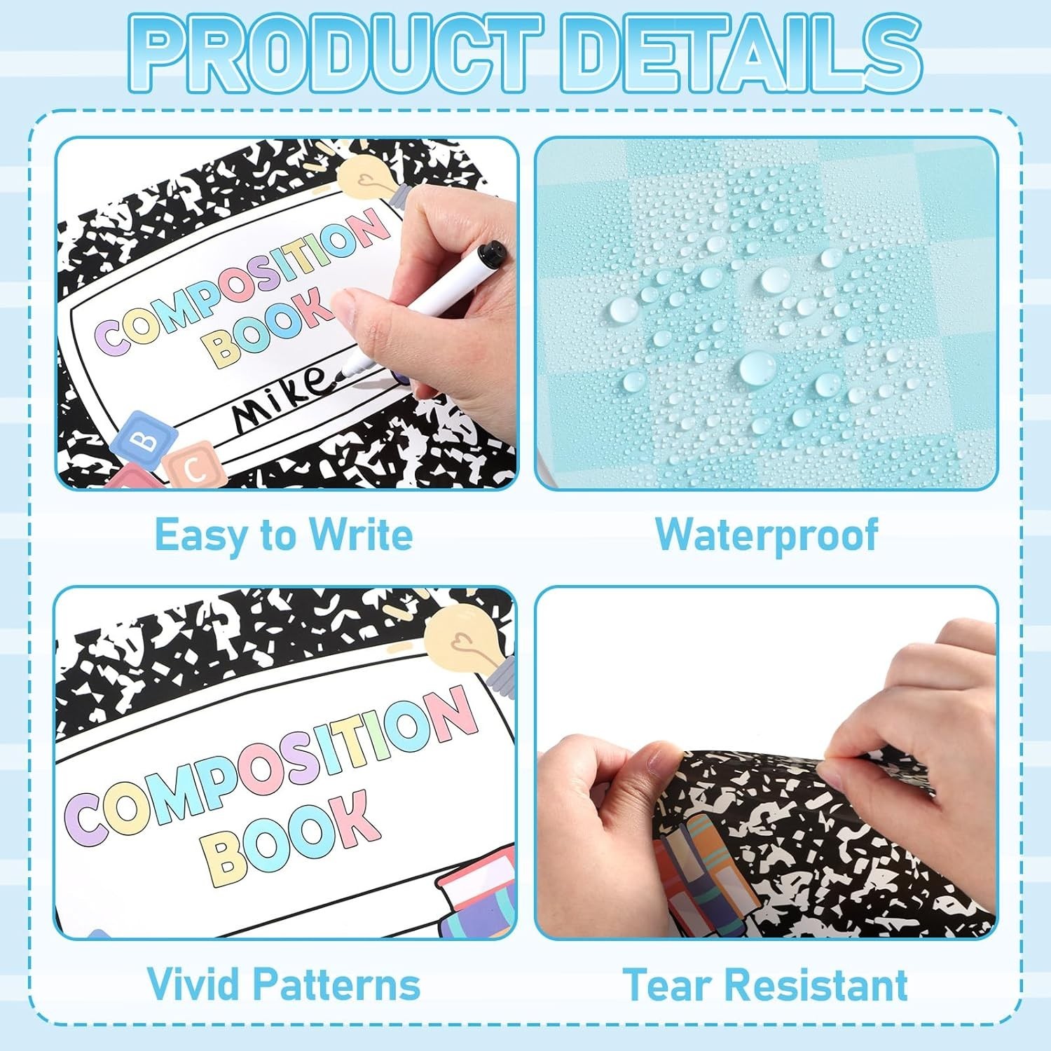 24 Pcs Student Work Display Bulletin Board Composition Notebook Classroom Dec…