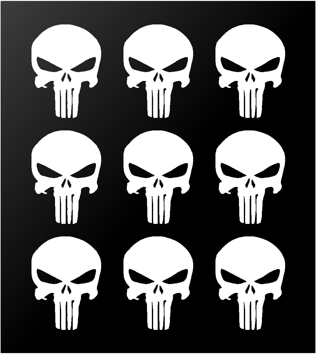 The Punisher Skull Vinyl Decals Phone Helmet Gun Mag 1&Prime; 2&Prime; 3&Prime; Stickers Set of 9