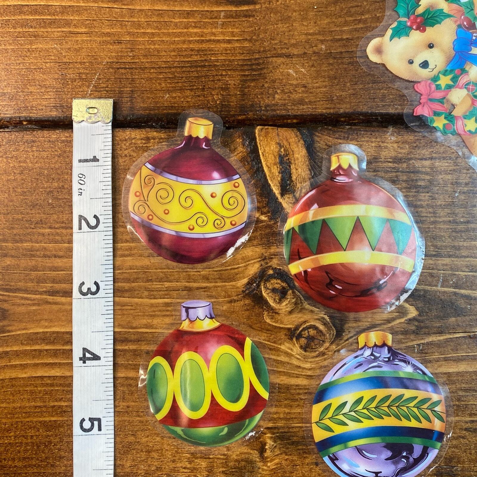 Vintage Window Stickers Reusable static Vinyl clinging Christmas Santa balls