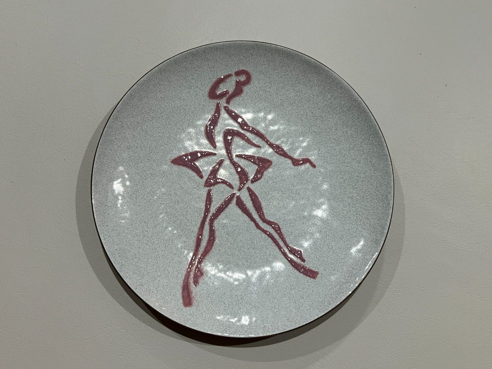 Annemarie Davidson Art Enamel on Copper Plate, Ballerina, Vintage, 6&Prime; Diameter
