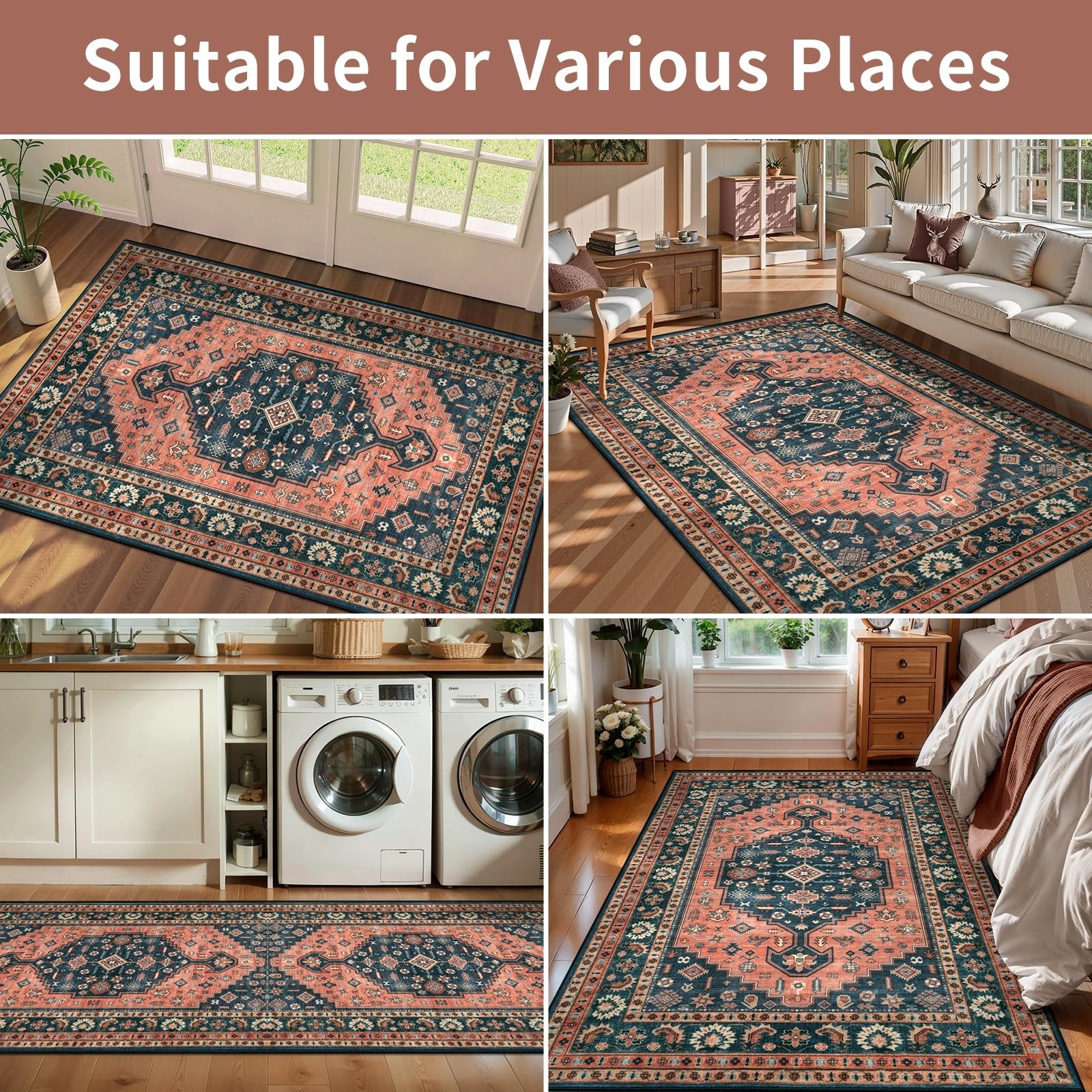Tangsoo 6×9 Area Rug for Living Room,Machine Washable Large Rugs Non-Slip Boh…