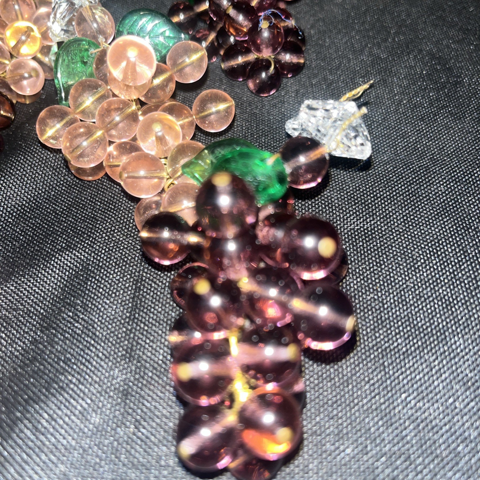 Authentic Murano Glass Grape Clusters Set of 6 Vintage Pink Purple