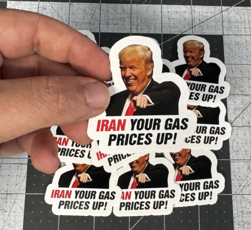 Trump “Iran Prices Up!” Sticker 100 Pk Funny Political Gas Meme Decal 2&Prime;
