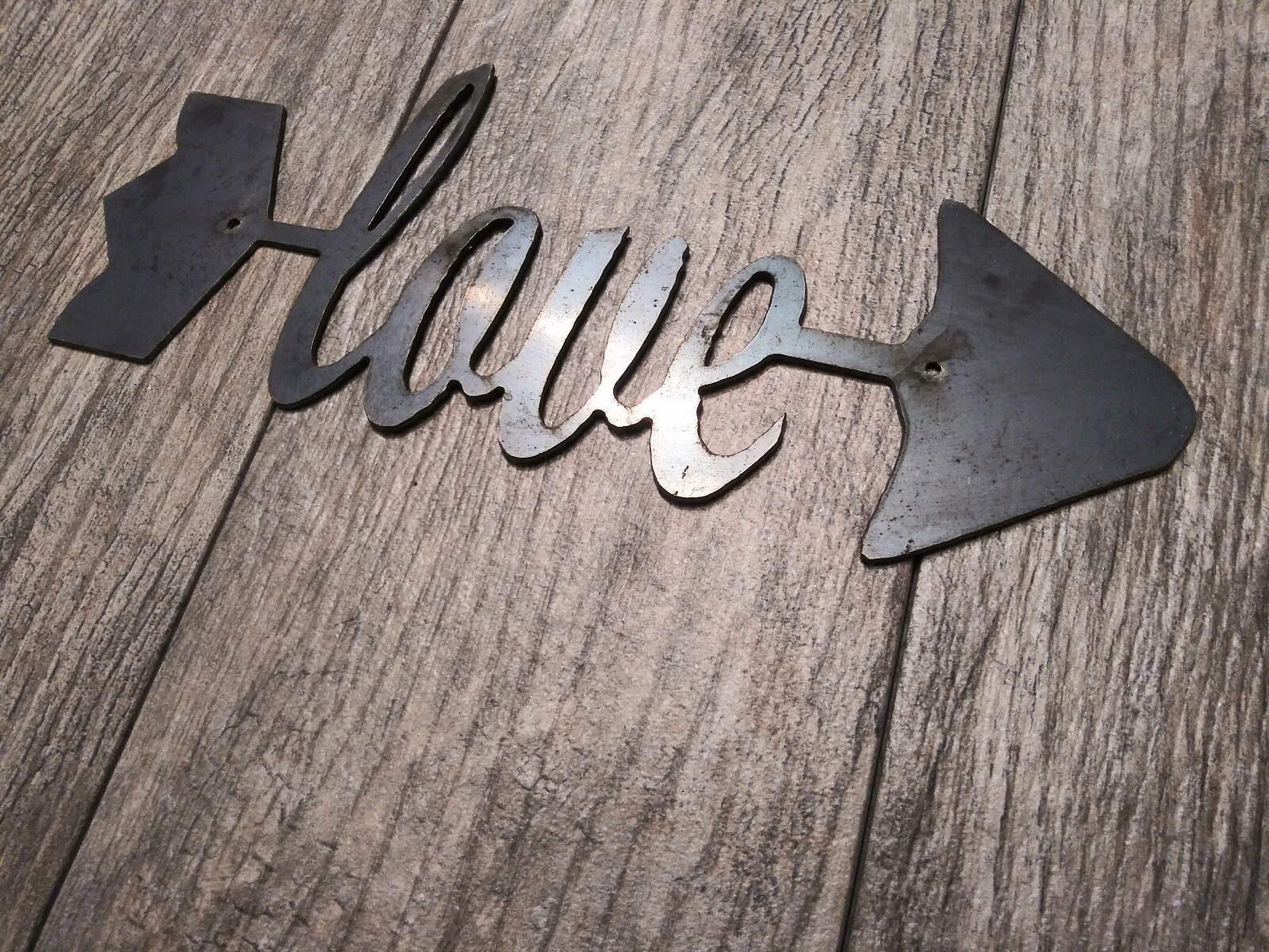 LOVE Metal Wall Art Word Quote Metal Sign Decor, Steel, ARROW Wall 11 x 4.5 in