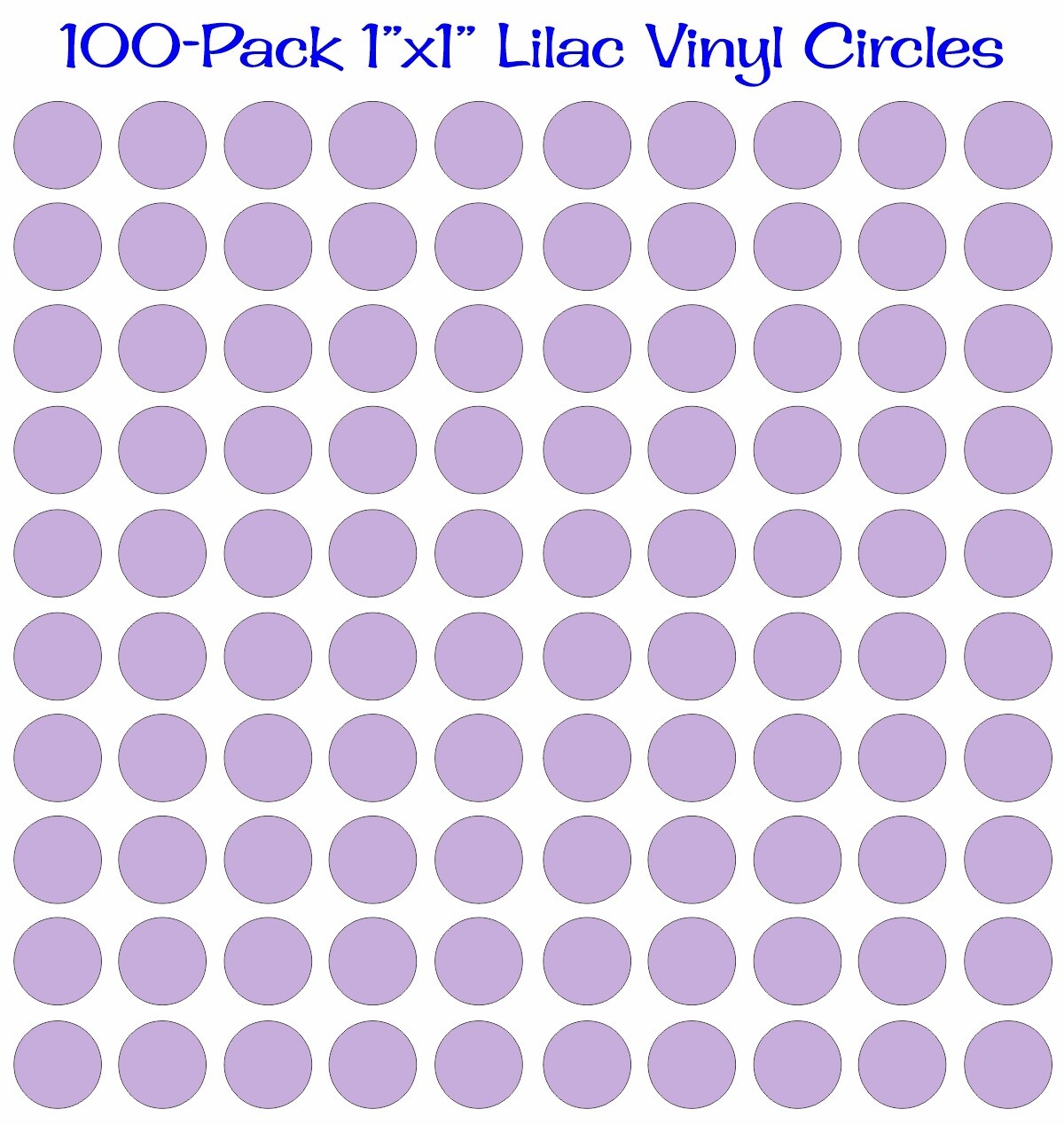 100 pack 1&Prime;x1&Prime; Diameter Round Lilac Vinyl Circles / Polka Dots Decals 1×1