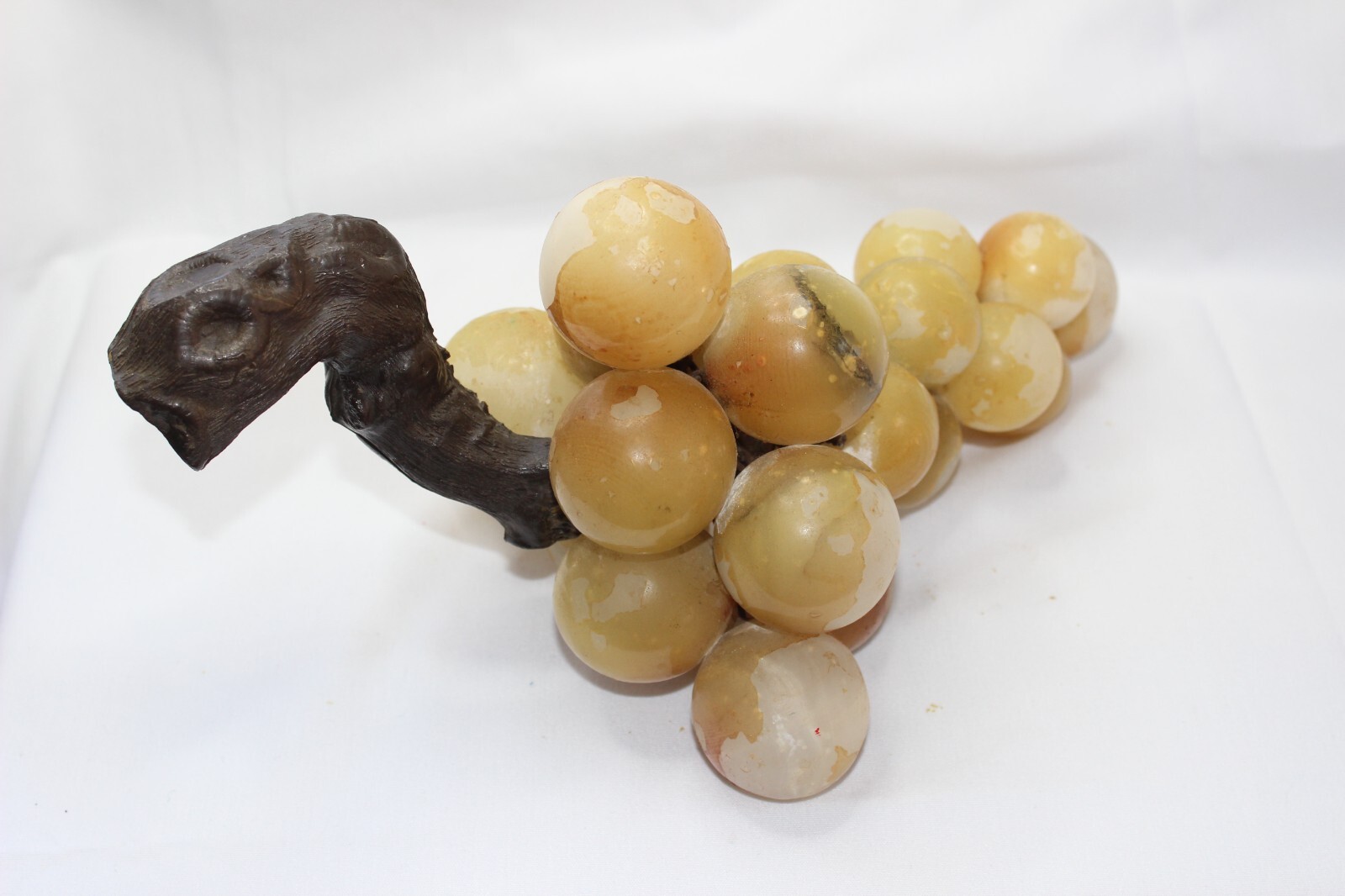 Large Vintage MCM ALABASTER MARBLE GRAPES CLUSTER BUNCH stone Fruit mid century