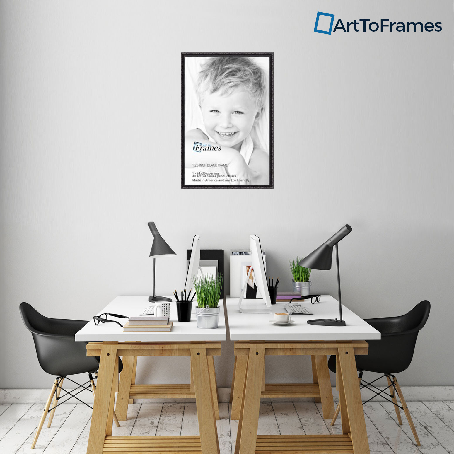 ArtToFrames Custom Picture Poster Frame Black 1.25&Prime; Wide Wood 4625
