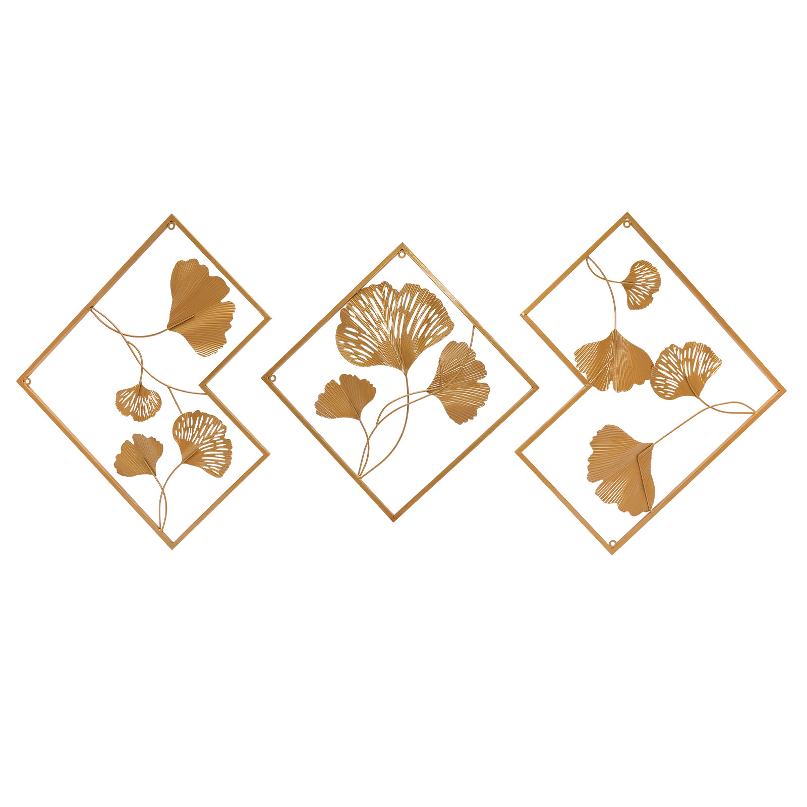 Gold Set of 3 Ginkgo Wall Art Hanging Sculpture Home Art Decor 164*2*70.5cm NEW