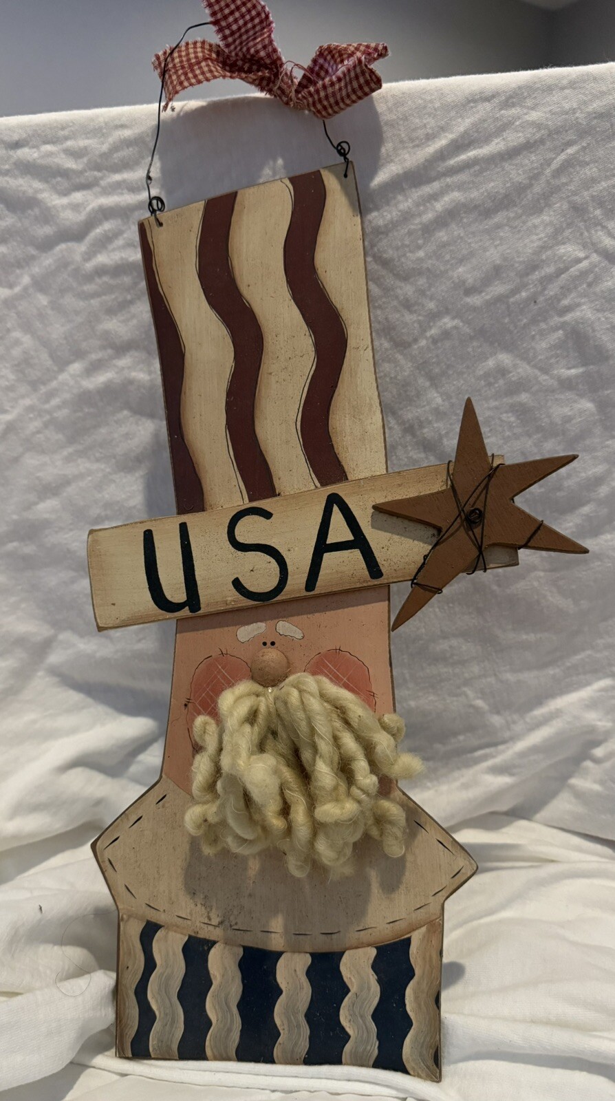 Uncle Sam Hanging Wood Sign Patriotic USA