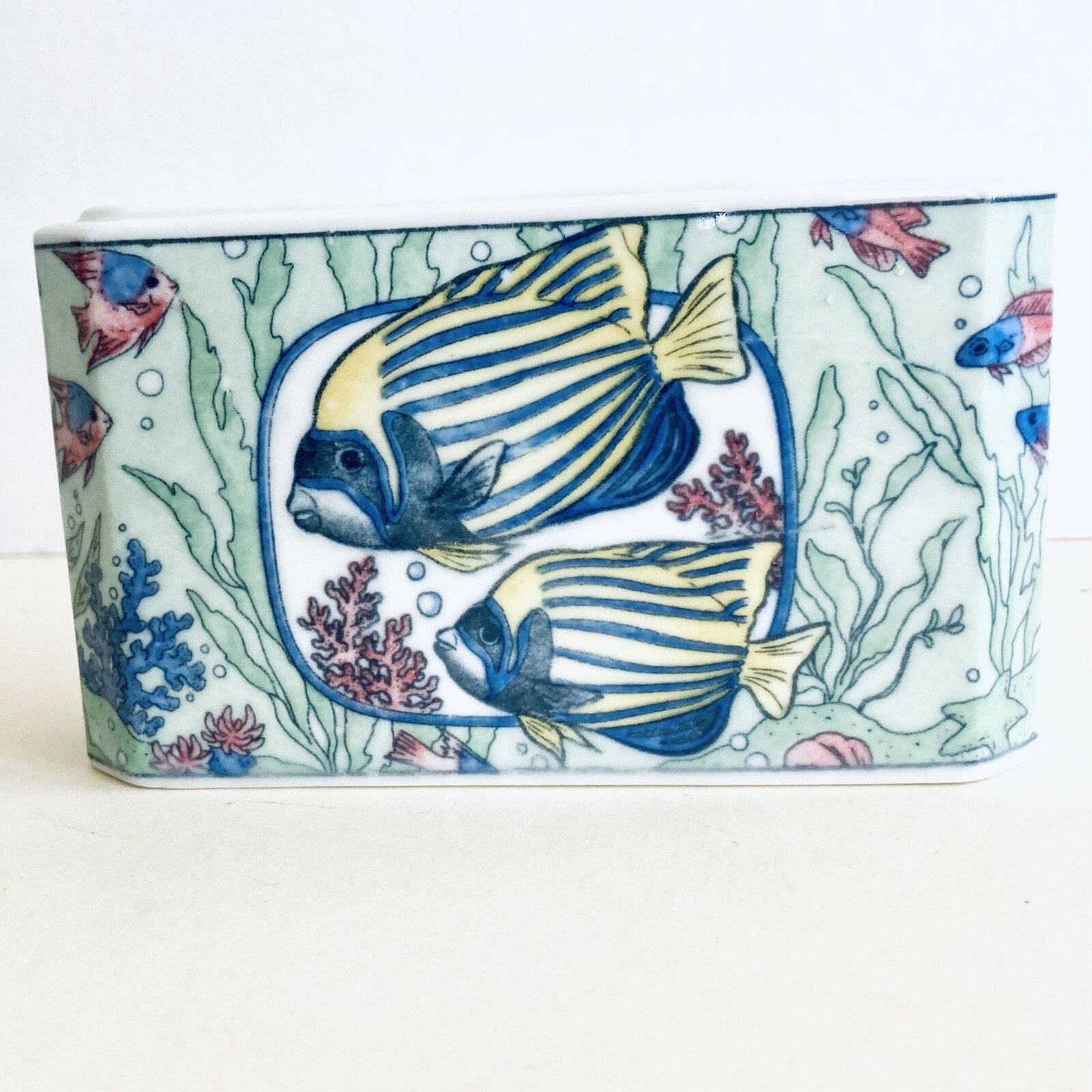 Tropical Fish Desk Office 6&Prime; Pen Mail Organizer Nautical Island Beach Home 90s