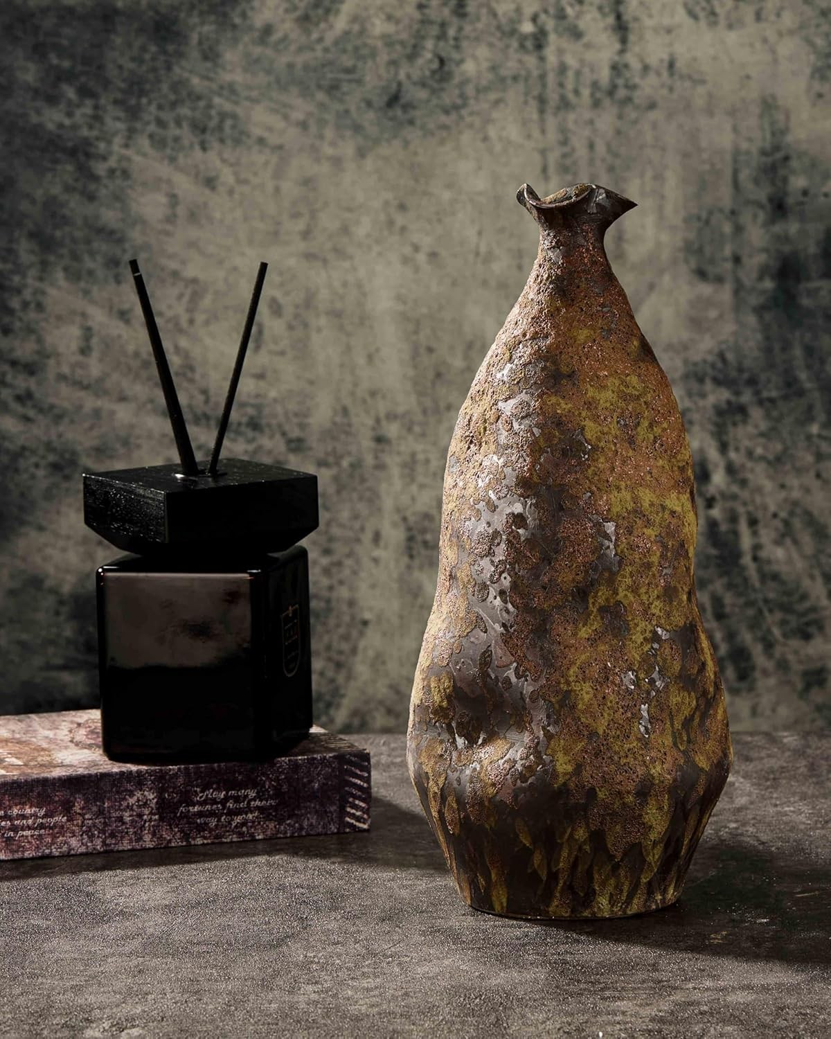 Handmade Wabi-Sabi Ceramic Vase – 13.3&Prime; Rustic Farmhouse Decor, Primitive Home