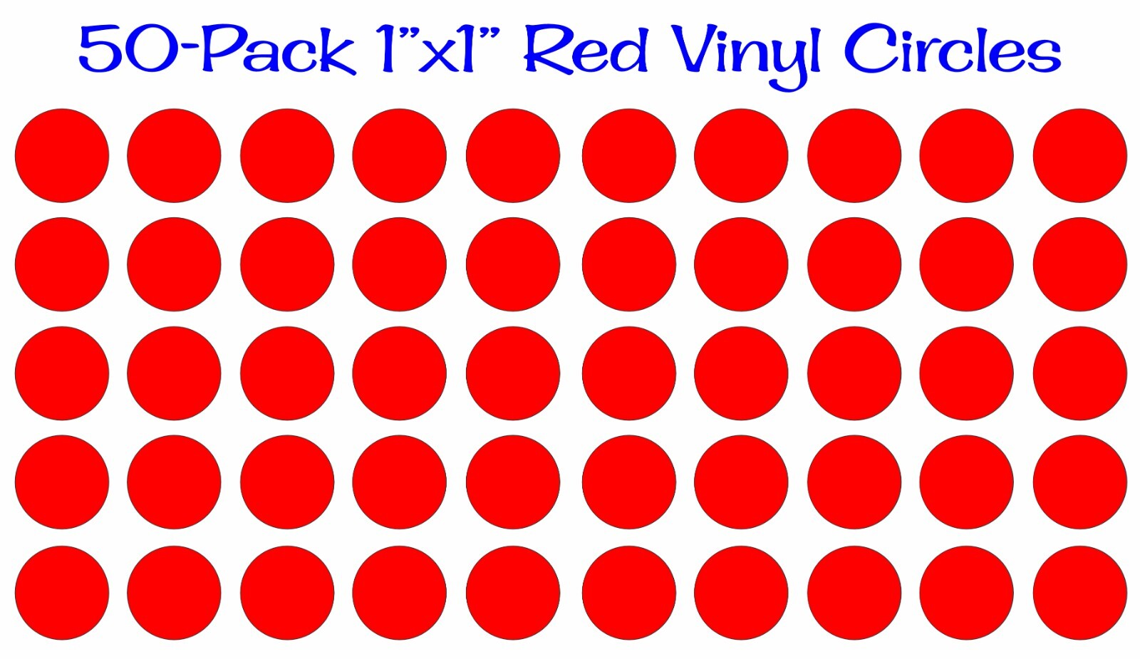 50 pack – 1&Prime;x1&Prime; Round Red Vinyl Stickers / Decals Circles Polka Dots Die Cut
