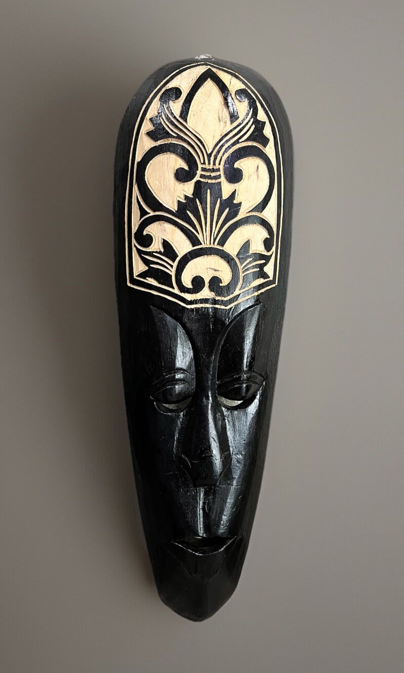Tribal Mask Vintage Ethnic Art Hand Crafted Wood Sculpture Island Wall Decor