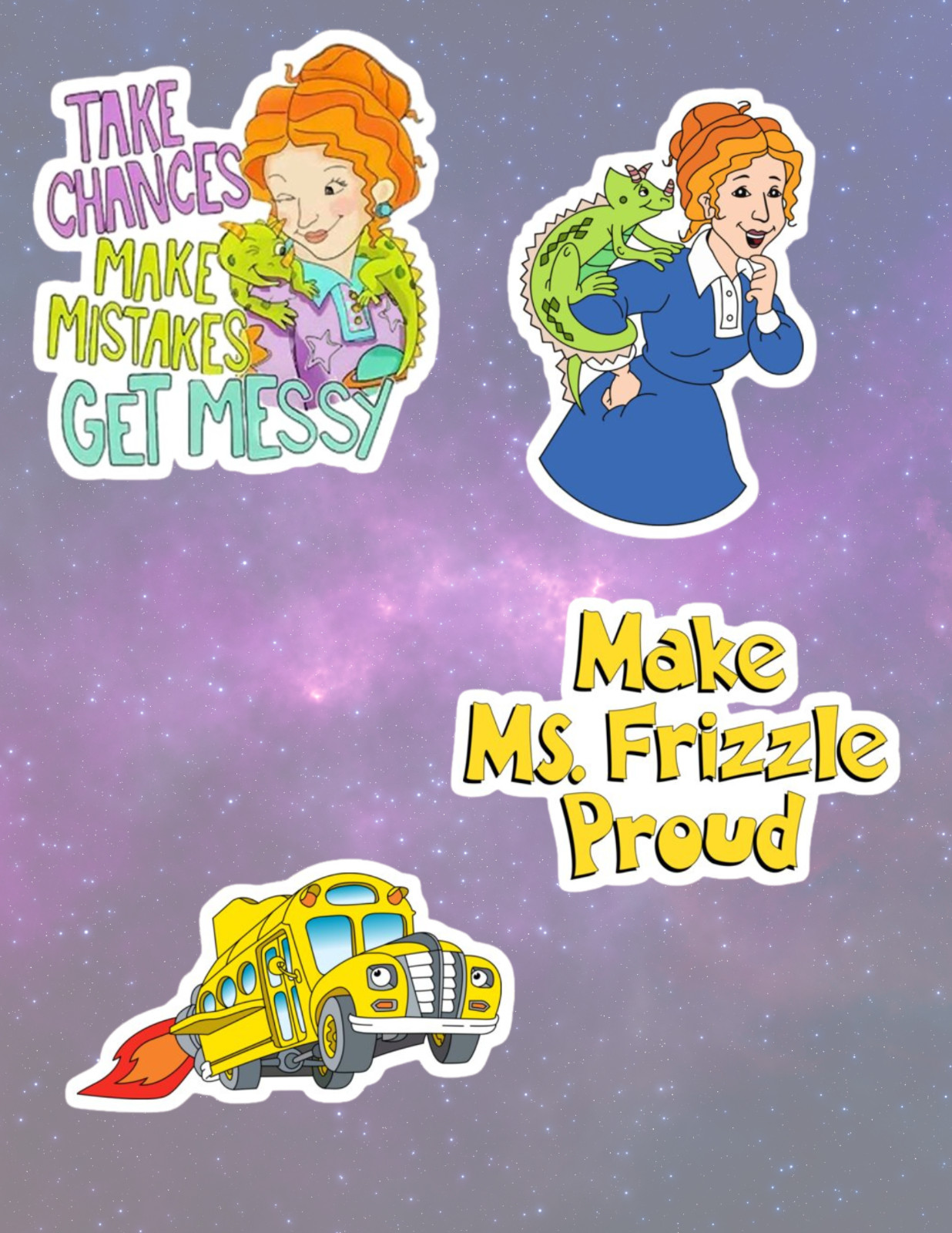 Magic School Bus 4pc Nostalgic Sticker Pack