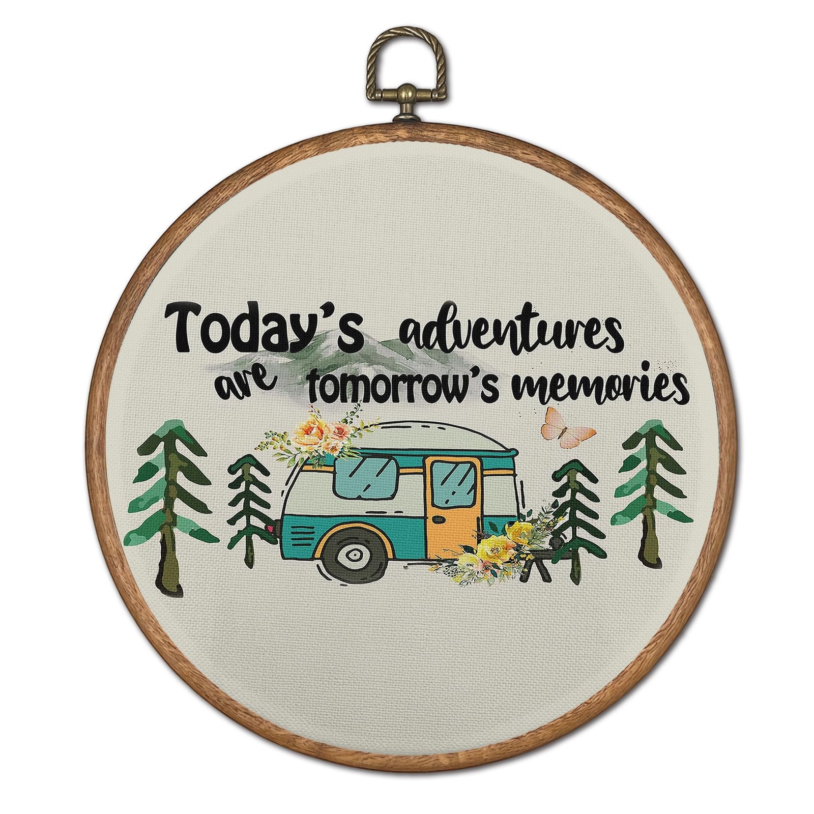 Funny Camping Round Wall Art Decor, Today&rsquo;s Adventures Are Tomorrow&rsquo;s Memorie…