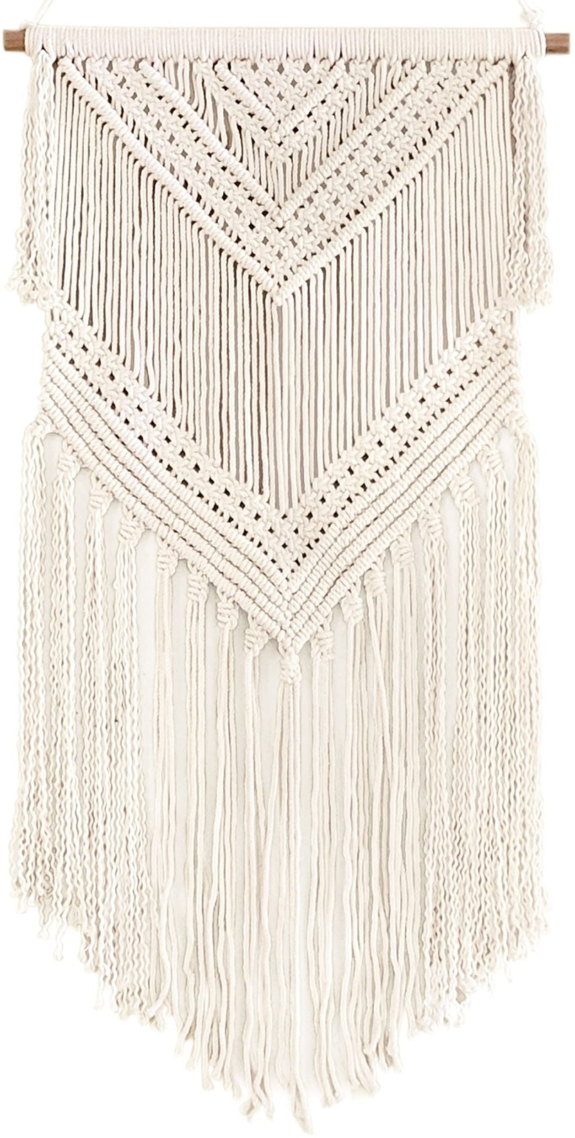 Boho Macrame Woven Wall Hanging Beige 16 in x 36 in Modern Bohemian Tapestry …