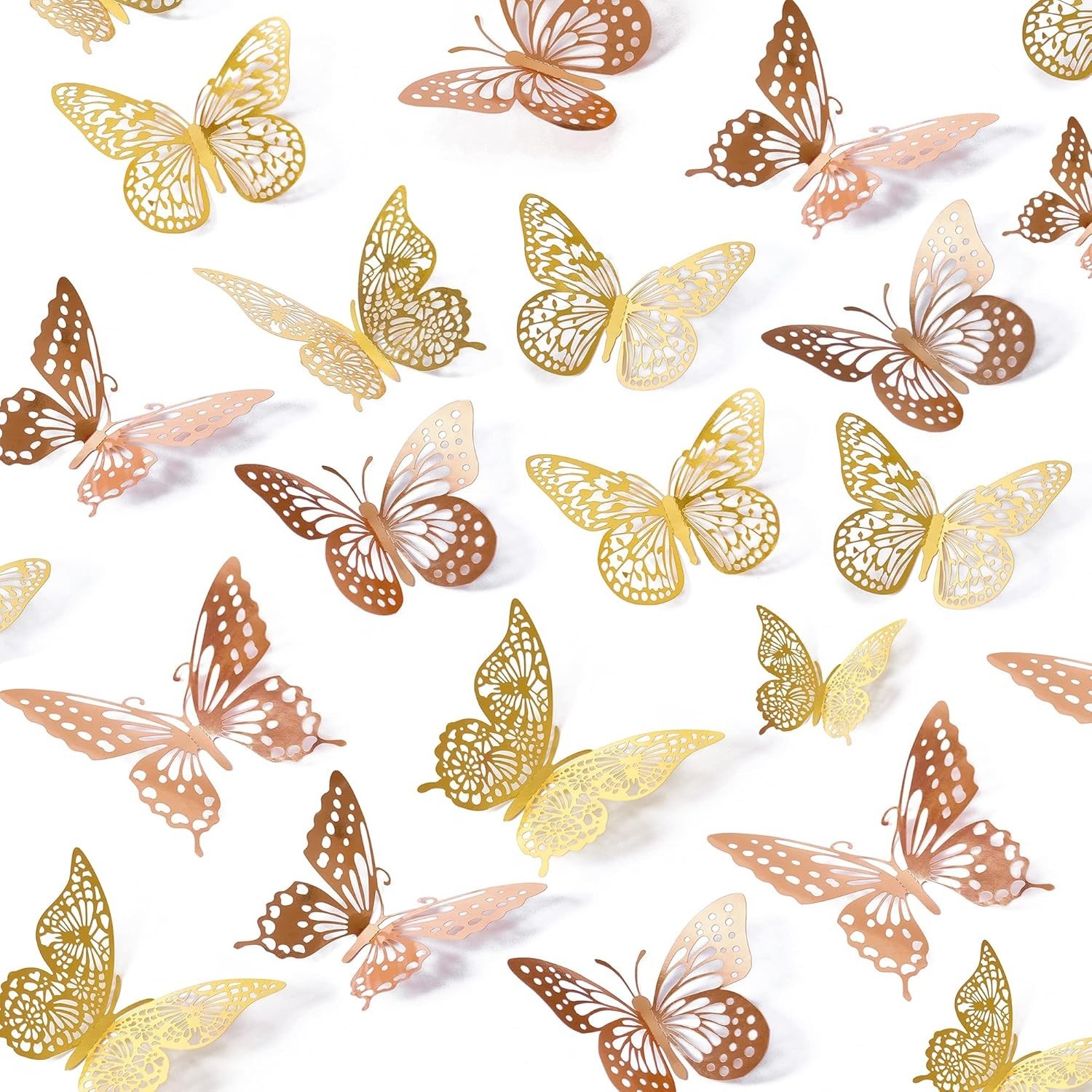 Self-Adhesive 3D Metallic Butterfly Wall Stickers – 48 Pcs for Nursery & Parties