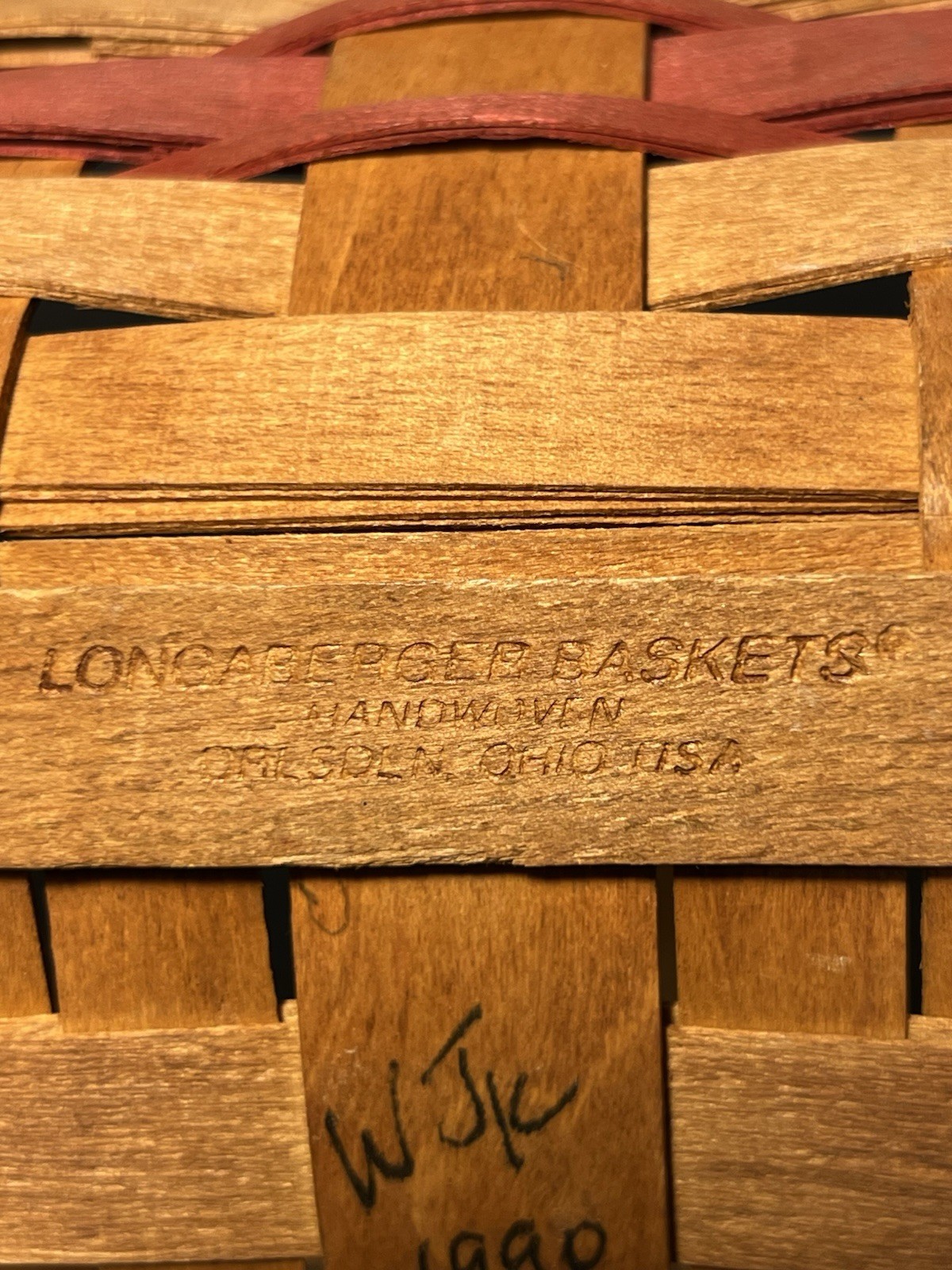 Longaberger 1990 Christmas Gingerbread Basket Signed Plastic Liner, 10×6.5”