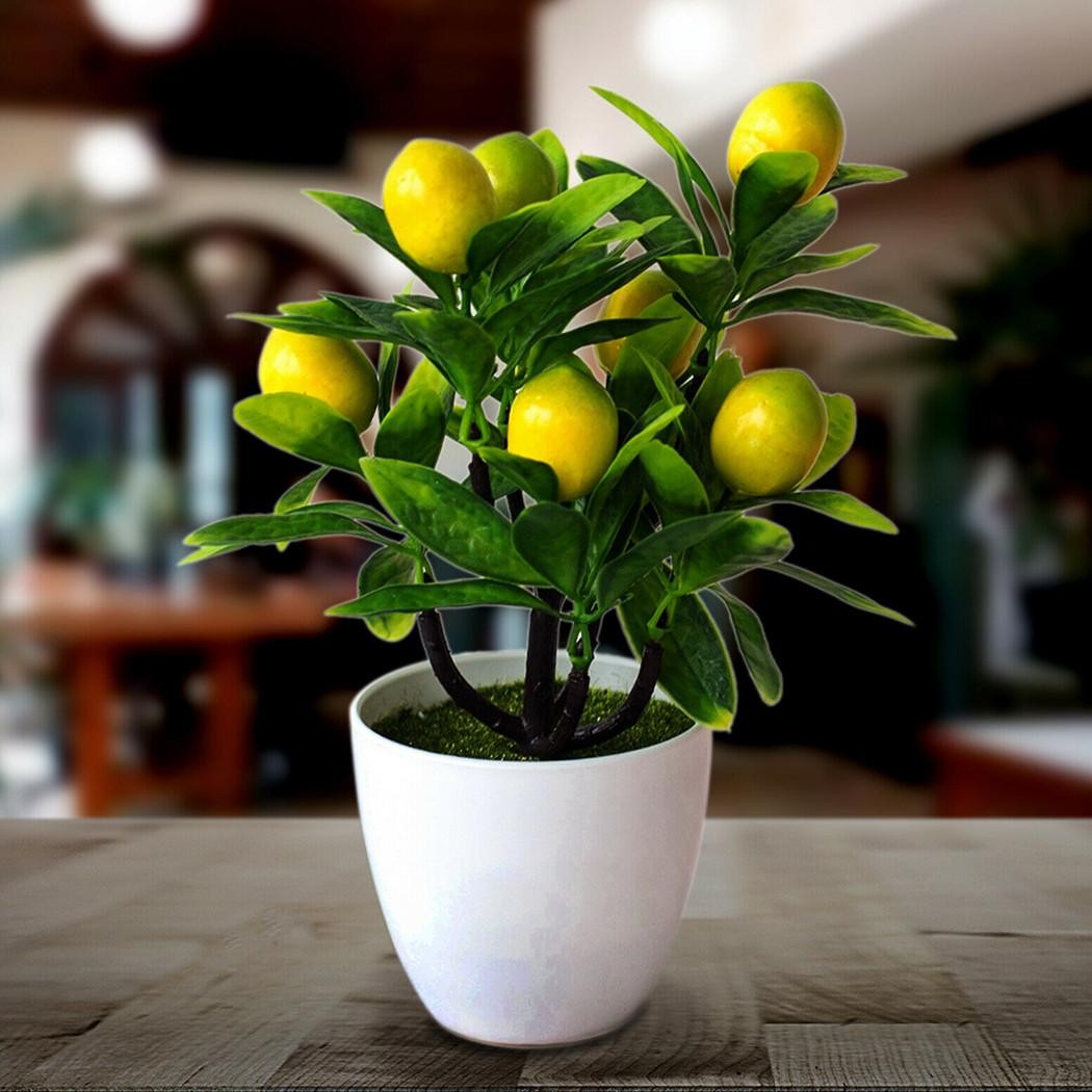 18x24cm Artificial Lemon Tree Potted Fake Plant Outdoor Garden Home Decor Gift