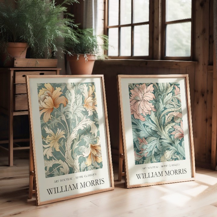 William Morris Floral Wall Art Set of 2 – Art Nouveau Botanical Prints