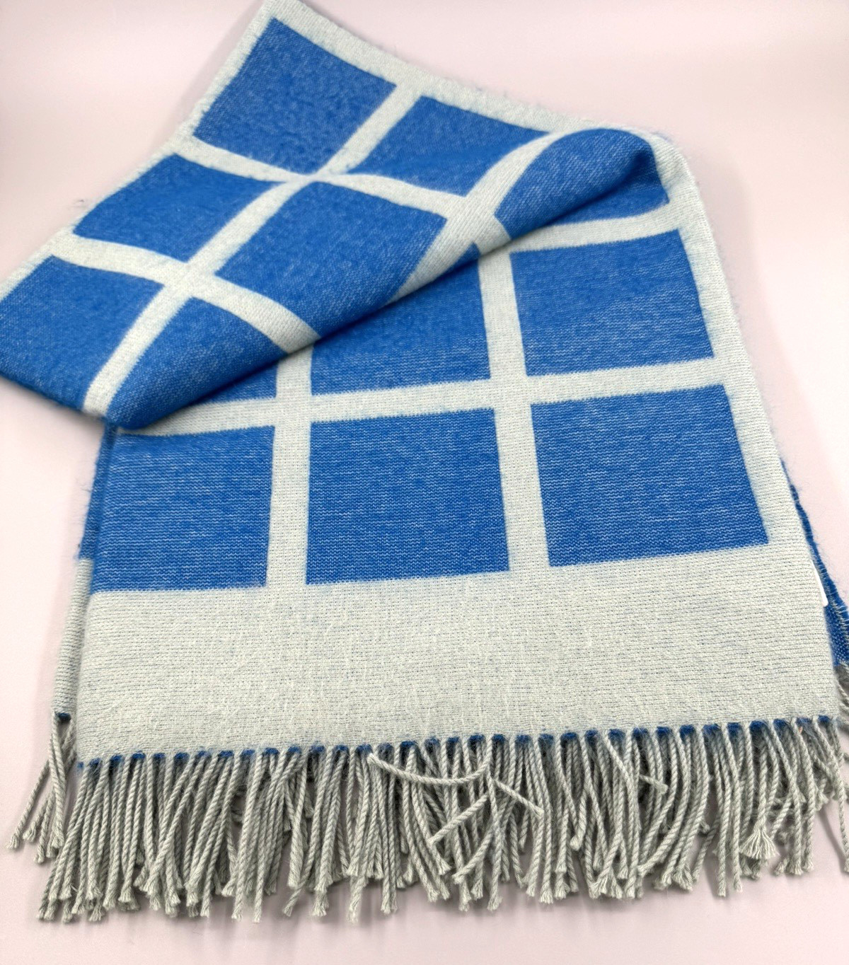 Jonathan Adler | Squares Baby Alpaca Throw | Blue | Geometric | Retired| NEW