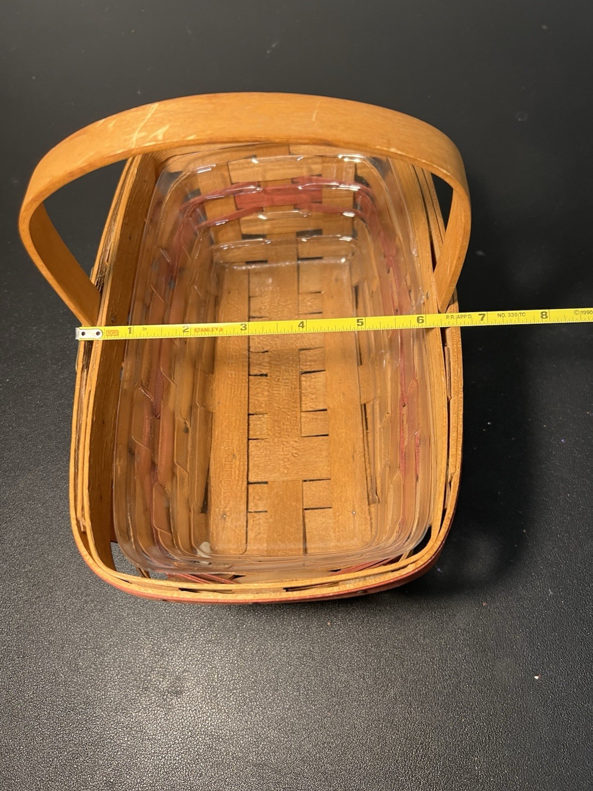 Longaberger 1990 Christmas Gingerbread Basket Signed Plastic Liner, 10×6.5”