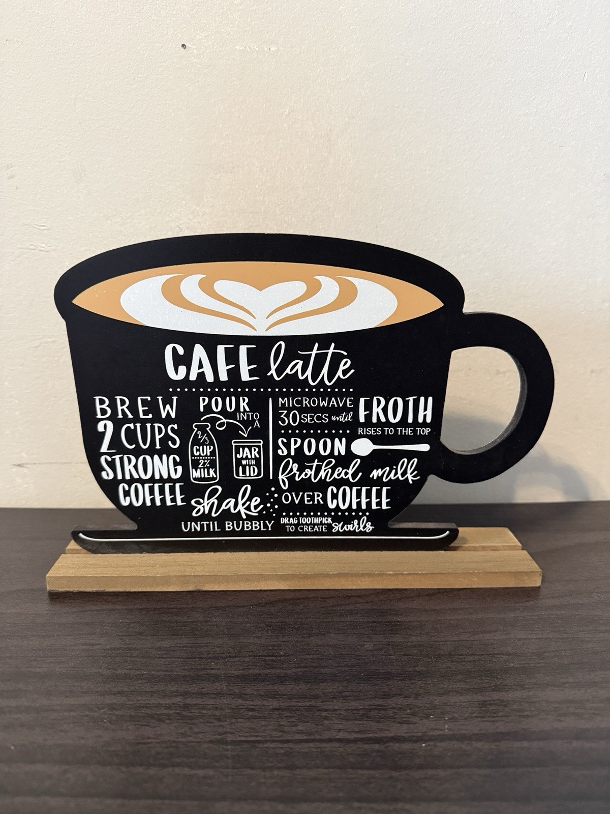 Chalkboard Café Latte Sign Coffee Bar Mug Decor Farmhouse Kitchen Eclectic 7×10