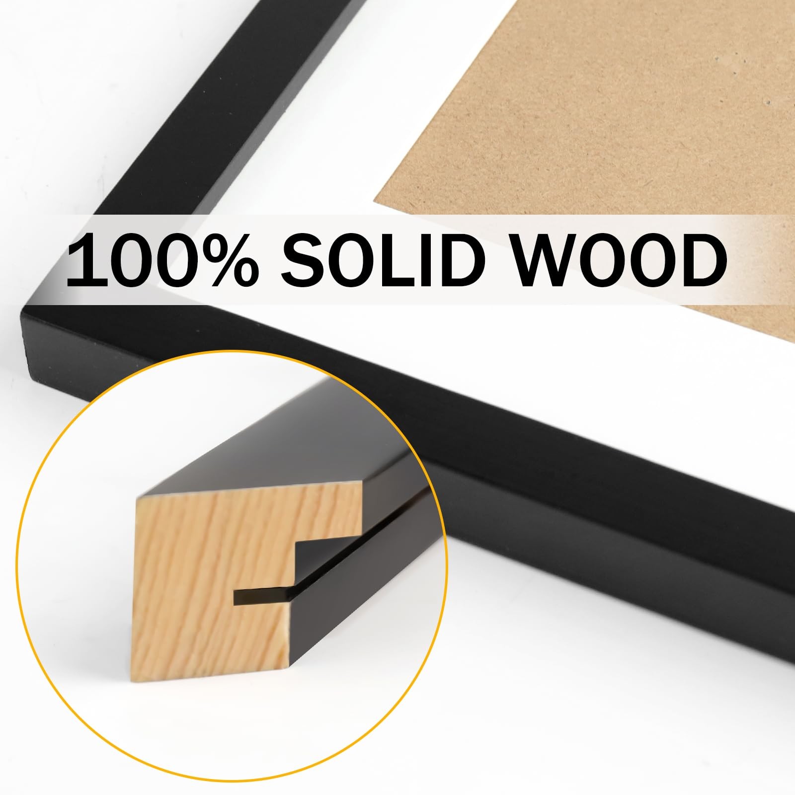5×5 Black Picture Frames Square Classic Natural Wood 6 Pack for Wall Mounting…