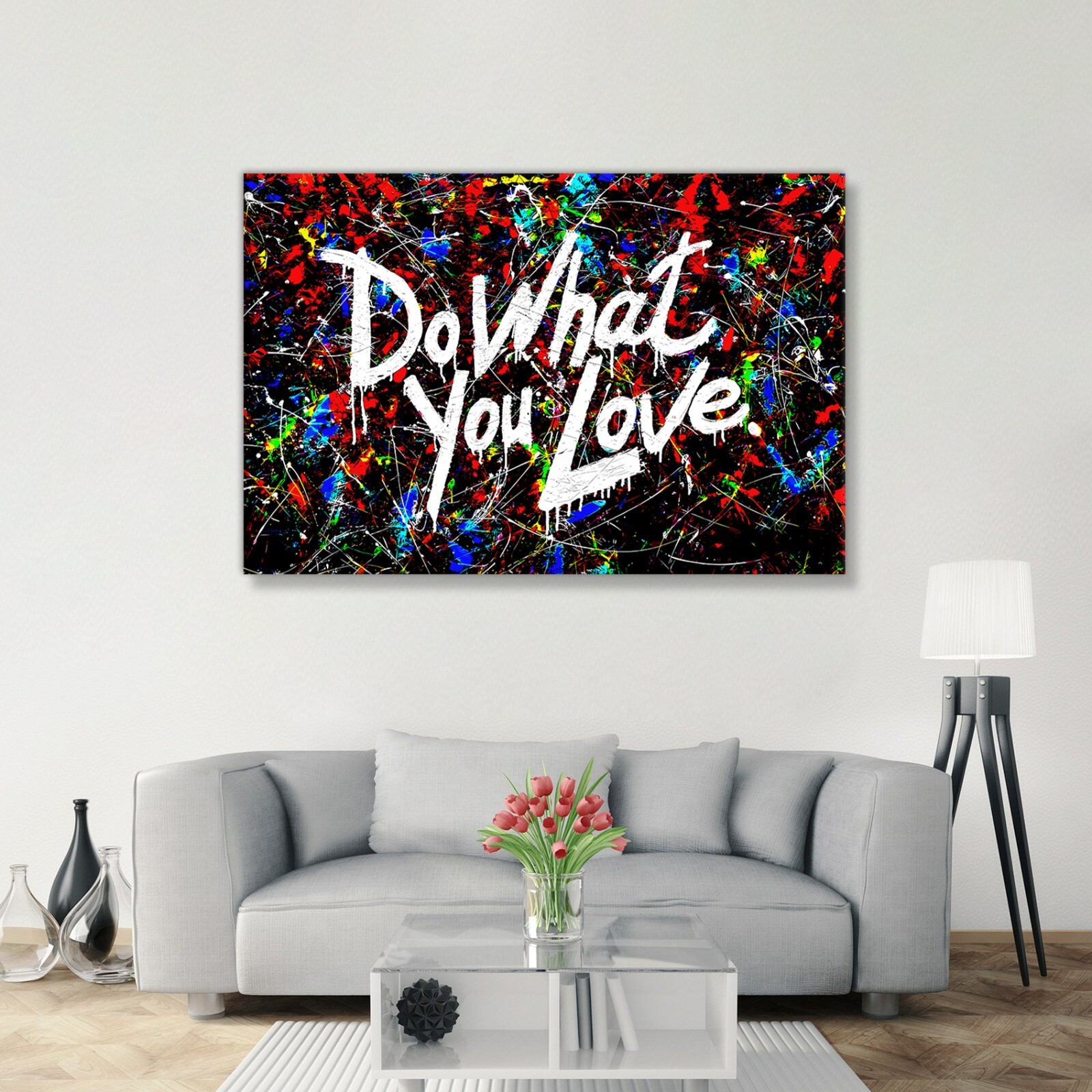 Colorful Abstract Canvas Wall Art BANKSY Do What You Love CANVAS Graffiti Print