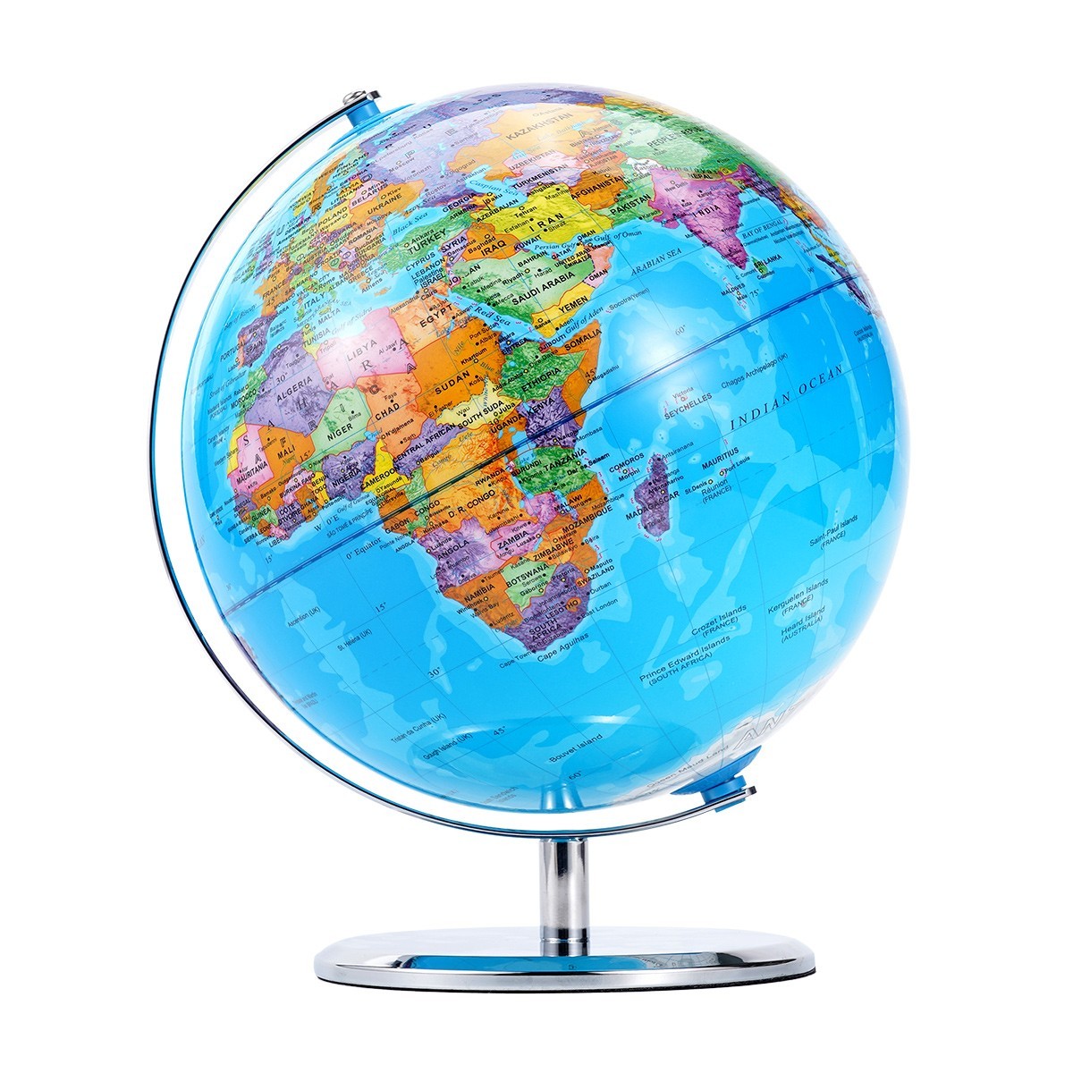 Large 3D World Globe Earth Ocean Rotating World Map Geography w/ Stand Desktop