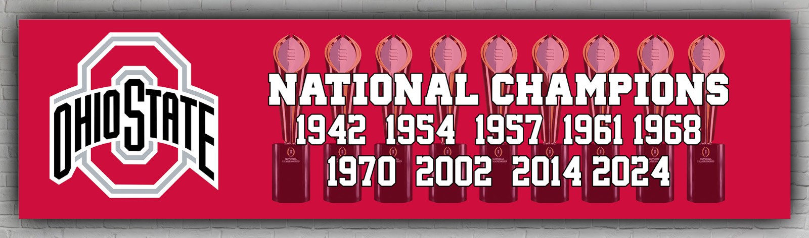 Ohio Football Team Memorable Banner 2x8ft 60x240c Buckeyes Champions Good Banner