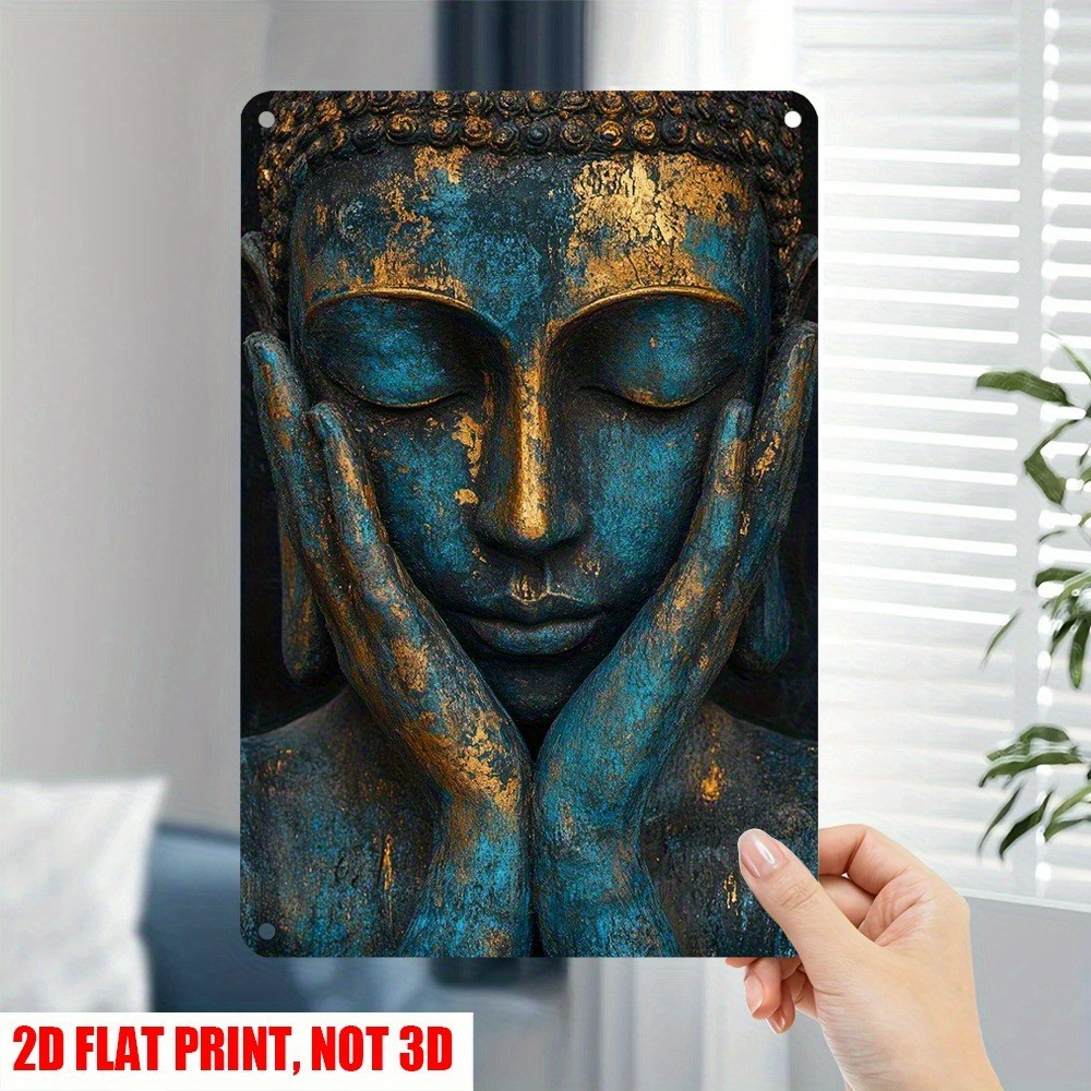 Retro Buddha Metal Sign Serene Spiritual Decor Zen Inspired Home Meditation Room