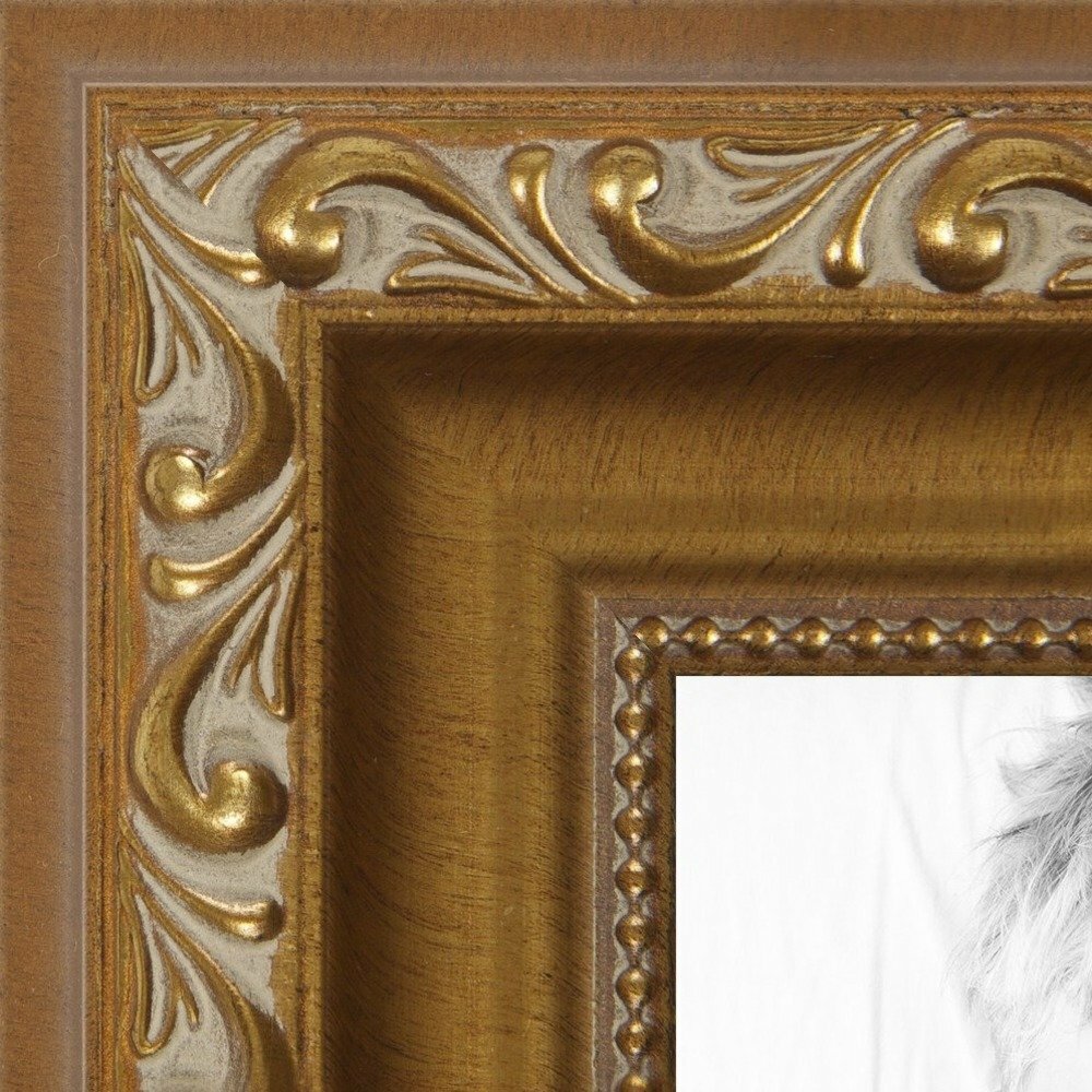 ArtToFrames Custom Picture Poster Frame Gold with beads 1.4&Prime; Wide Wood