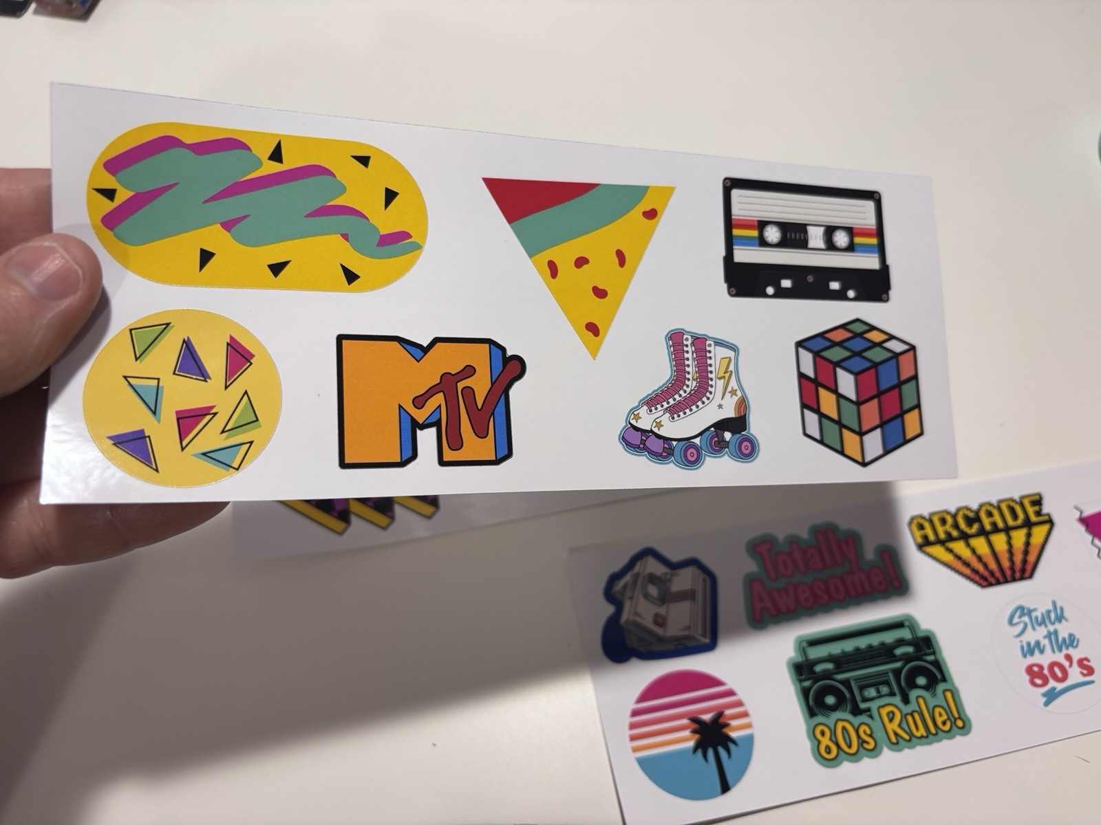 80&rsquo;s Themed Sticker Sheets, Retro 1980&rsquo;s Pop Culture Art, 80&rsquo;s Neon Aesthetic