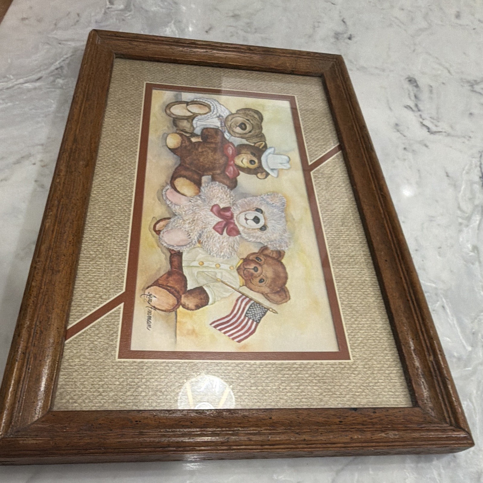 VINTAGE 1985 AVA FREEMAN HOME INTERIORS « THE FOUR BEARS » FRAMED ART PRINT 16×12