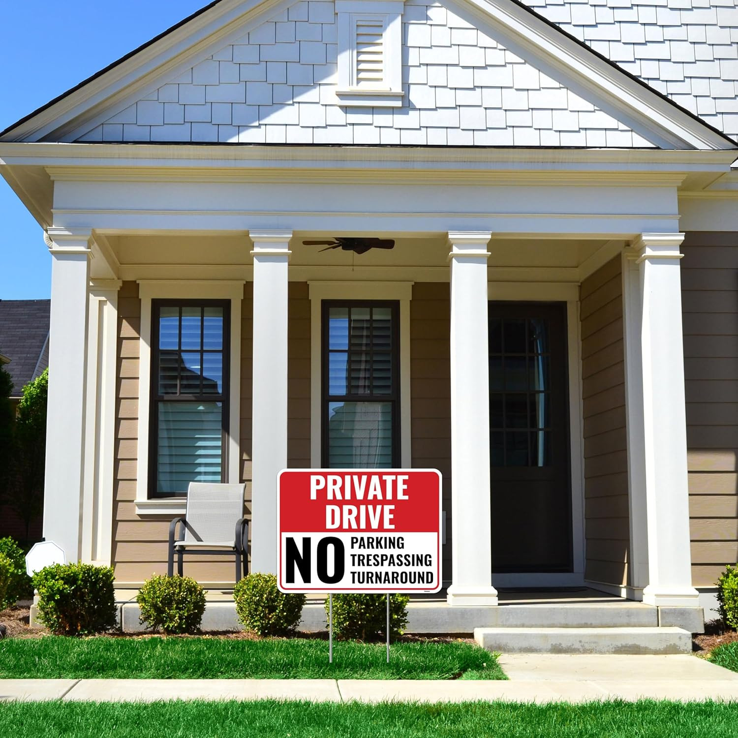 2PC Private Driveway No Turnaround Sign with Stake, 12 Inches by 9 Inches – Corr