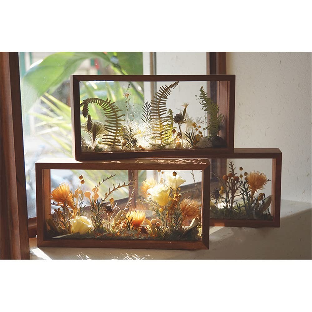 Rectangle Shadow Acrylic Wood Frame Display Storage , 10X5,Desktop Postcard D…