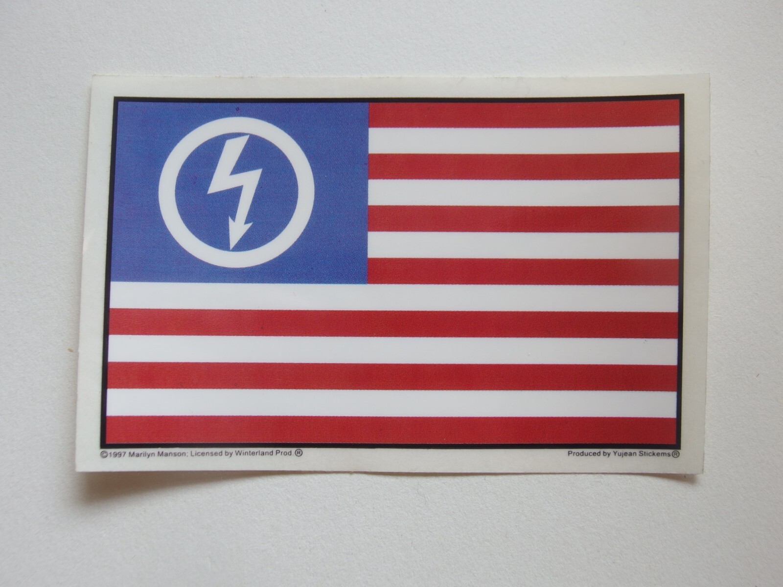 Vintage Marilyn Manson Shock Flag Sticker 1997 Rare Yujean Winterland 3.5&Prime;