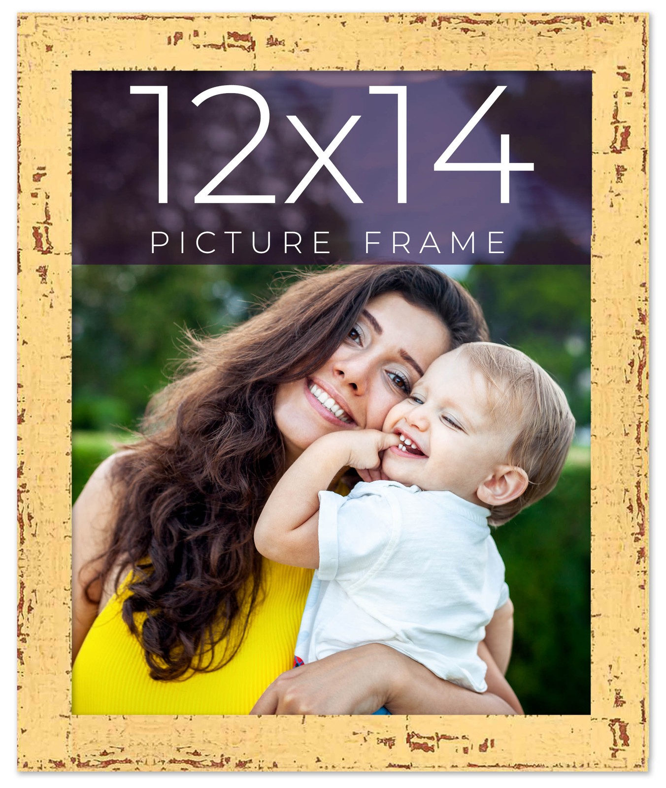 12×14 Frame Yellow Real Wood Picture Frame Width 1.25 inches | Interior Frame De