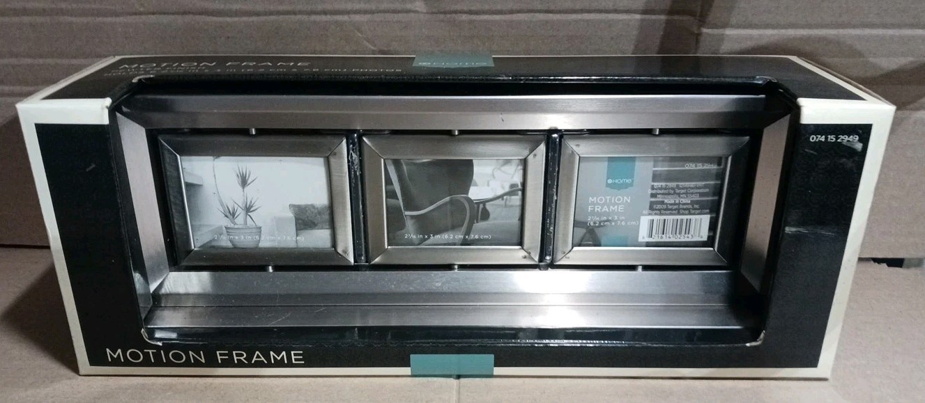 NEW TARGET Home Motion Picture Frame Holds (6) 3&Prime; x 2-7/16&Prime; Photos Pewter Finish