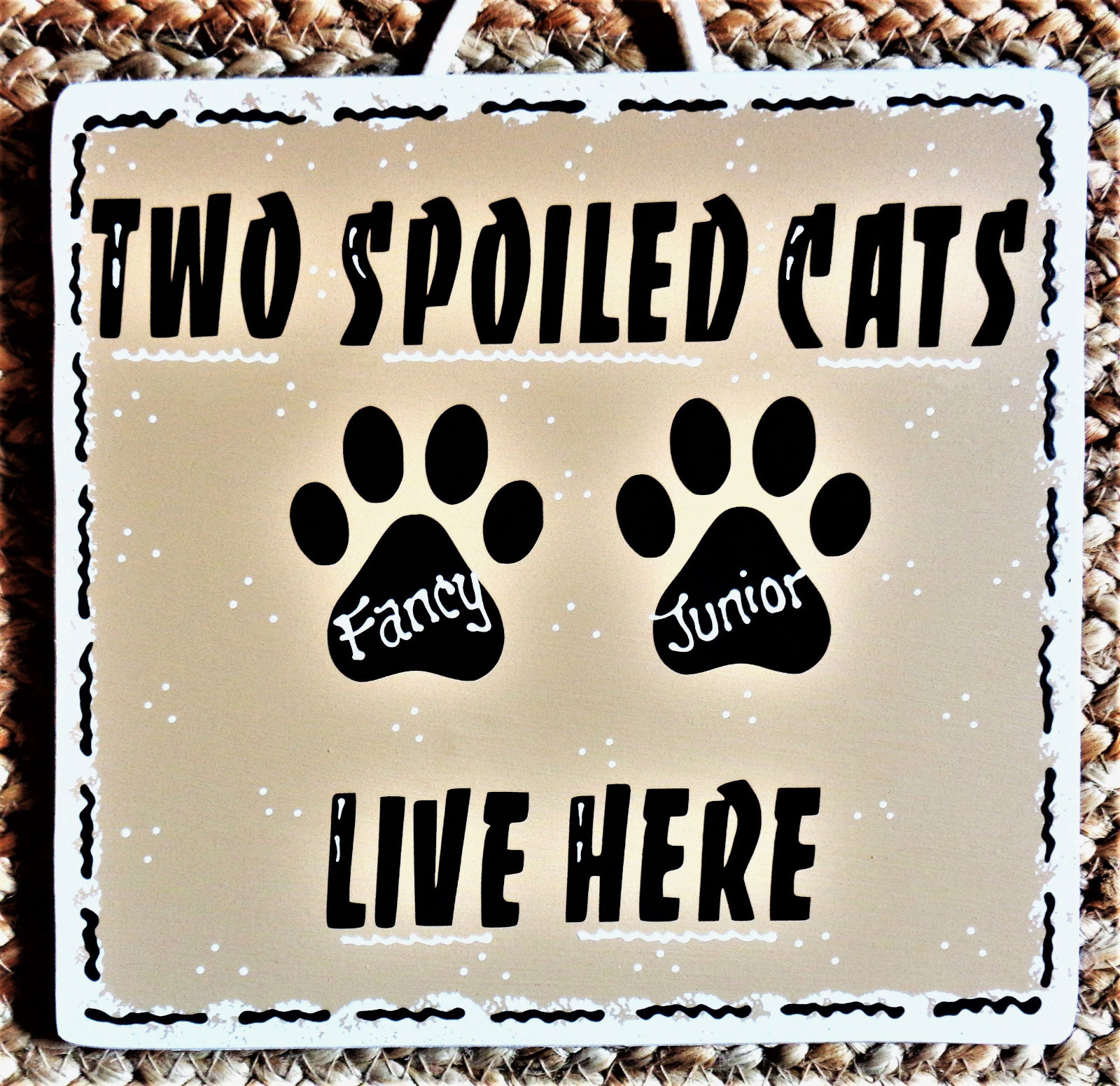 PERSONALIZE 2 Spoiled CATS Name SIGN Kennel Pet Wall Plaque Groomer Wood Craft