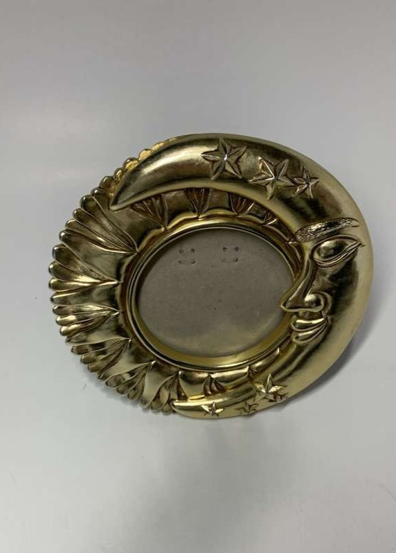 Vintage 90s Crescent Moon Face Picture Frame Gold Celestial Lunar 5.5 inc