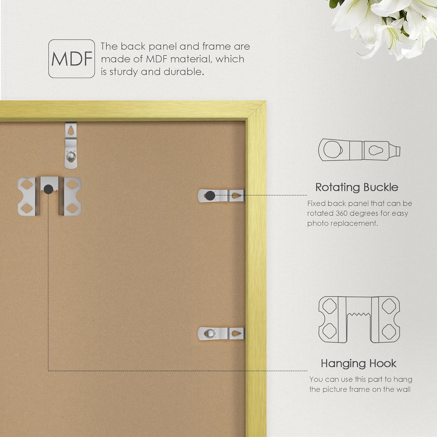 12X16 Picture Frame Gold Classic Frame for Horizontal or Vertical Wall Mounting